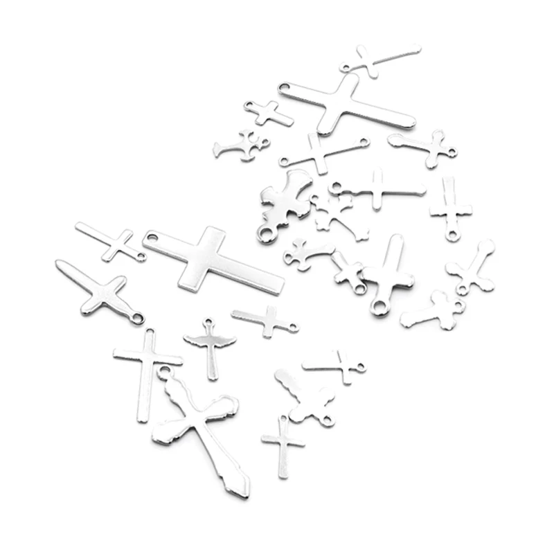 Подвеска в виде креста из нержавеющей стали 20 шт./лот фурнитура для изготовления