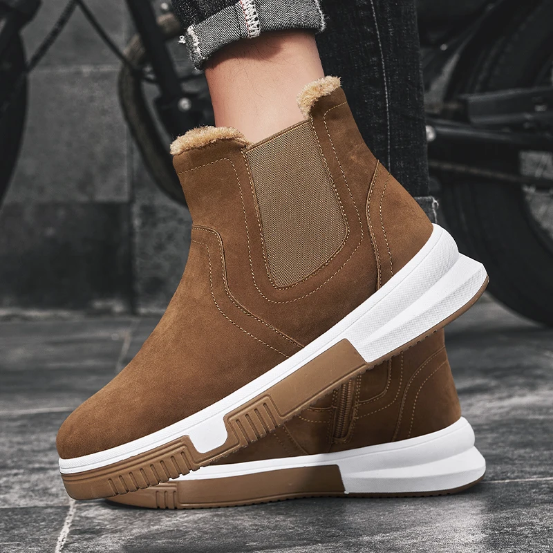 Мужские зимние ботинки с высоким берцем водонепроницаемая обувь из хлопка