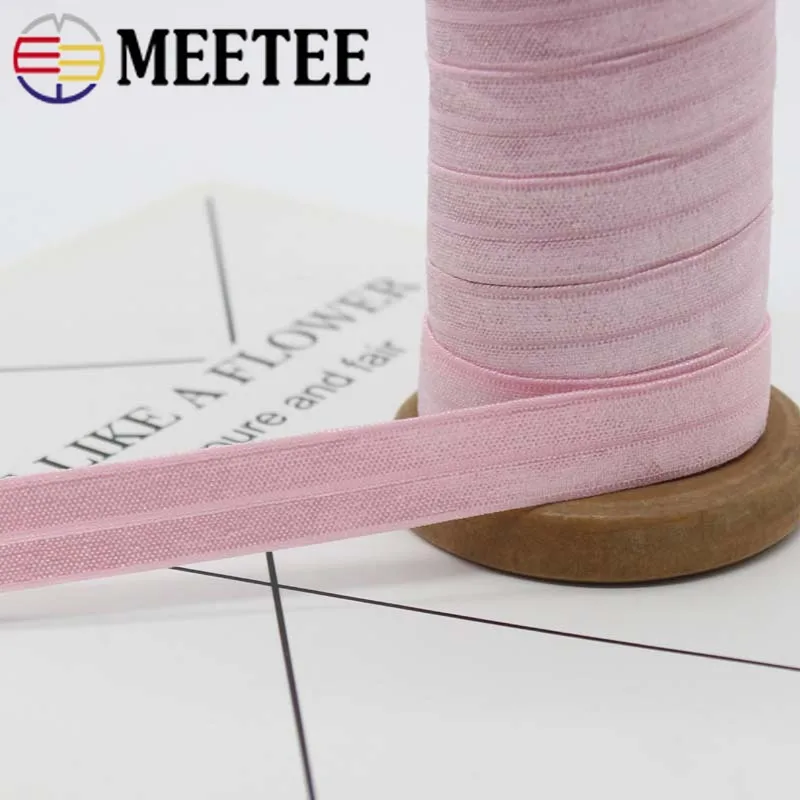 50 ярдов Meetee 15 мм полиэфирная одноцветная эластичная лента нейлоновая тесьма DIY Edge band Йога пояс резинка аксессуары для волос RC324