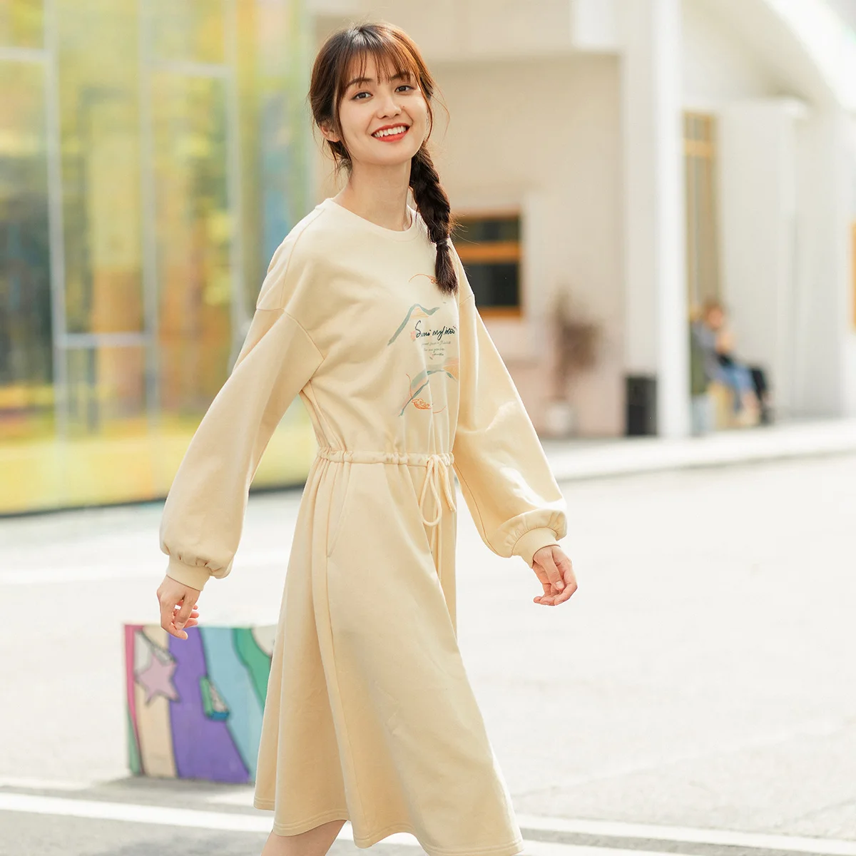 INMAN Весна 2020 Новое поступление литературное свободное платье с длинными рукавами