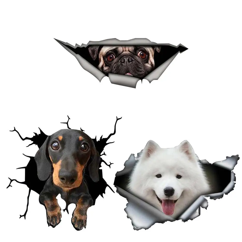 3D ваш любимец стикер на машину с собакой Мопсом самоед такса собака рваные