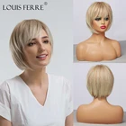 Женский Короткий прямой парик Луи Ферре, с челкой, термостойкий синтетический светлый парик с шапочкой, для косплея, для повседневной вечеринки