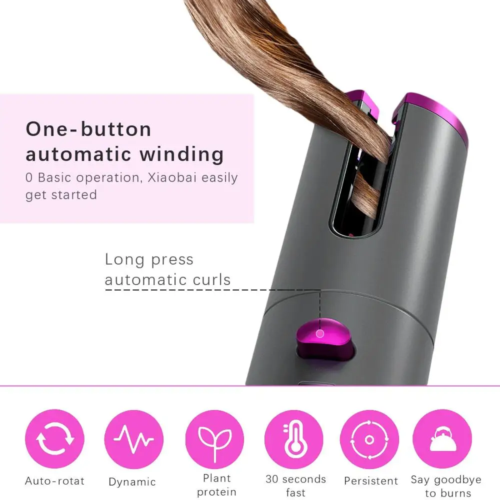 Плойка для завивки волос автоматическая керамическая Беспроводная USB
