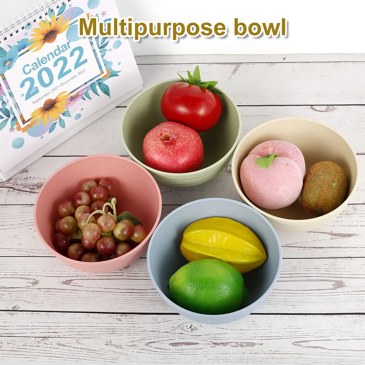 

4pcs Wheat Straw Fiber Bowl Nordic Style Cereal Bowls Unbreakable Tools Bowl Suitable for Dishwasher Microwave Kitchen Universal