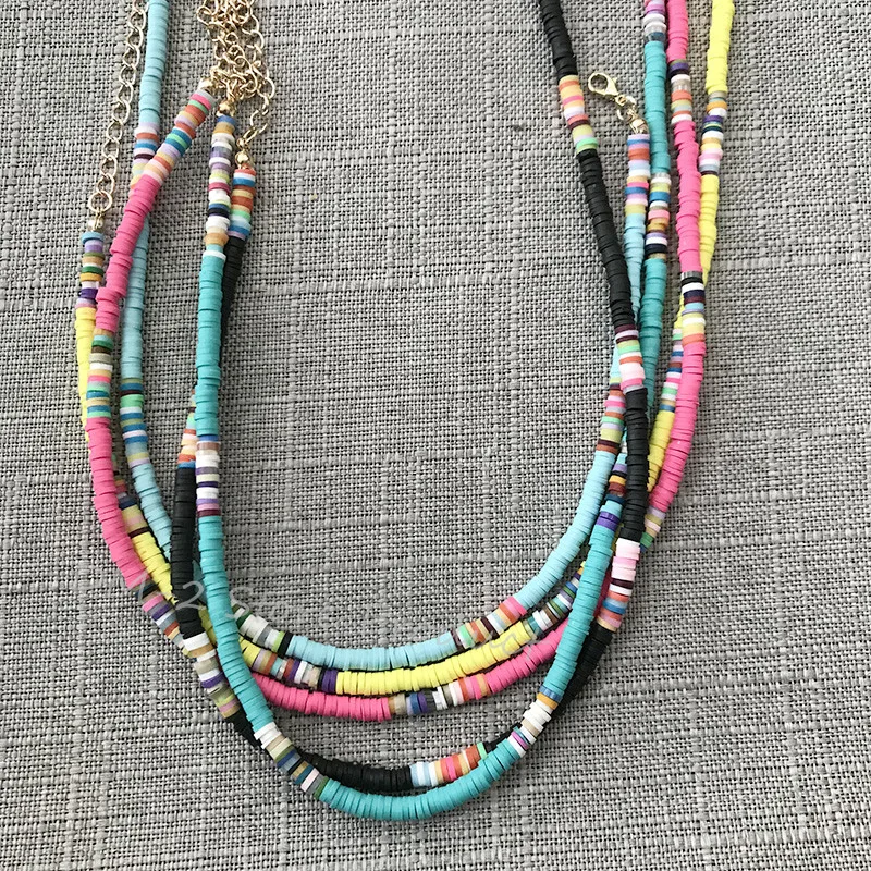 2020 New Silicone Boho Choker Multi-colored Retro Classic Soft Ceramic Short Necklace Banquet Party Vacation Fashion Accessories | Украшения