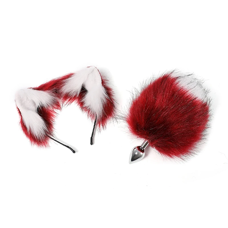 Большой dia16 см Кролик Лисий хвост Металлические анальные бусины Анальная пробка
