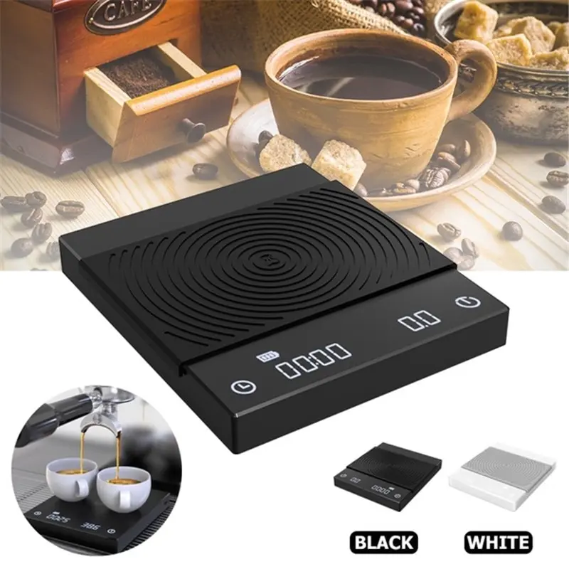 Timemore-b&aacute;scula Digital inteligente con espejo negro, balanza electr&oacute;nica de caf&eacute; por goteo, con escala de 2kg-0