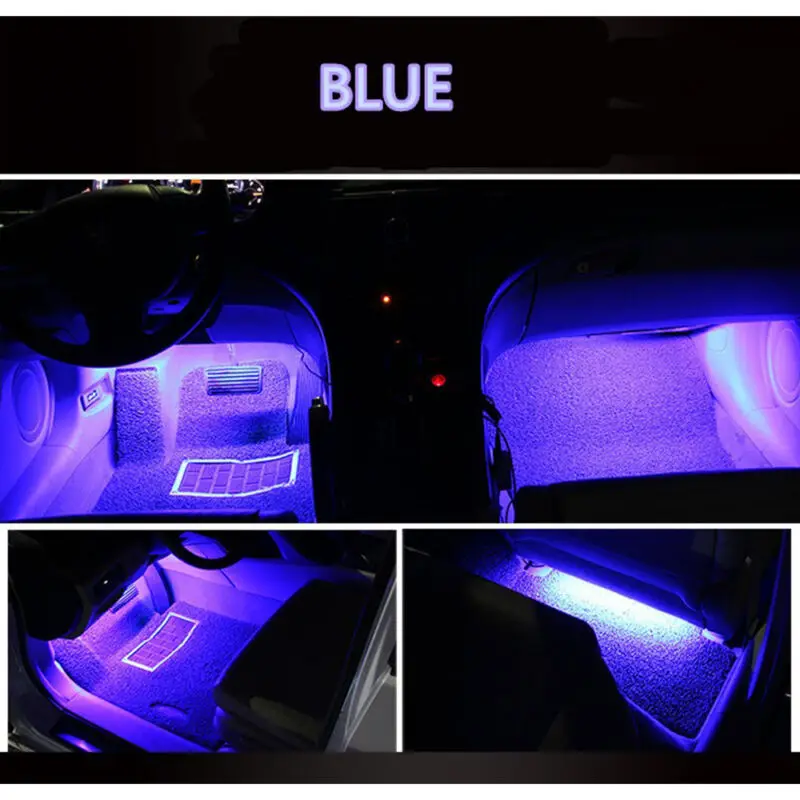 4 шт./компл. автомобильная зарядка RGB Светодиодные полосы света светодиодные полосы света цвета декоративный дизайн автомобиля атмосферные лампы салона автомобиля свет