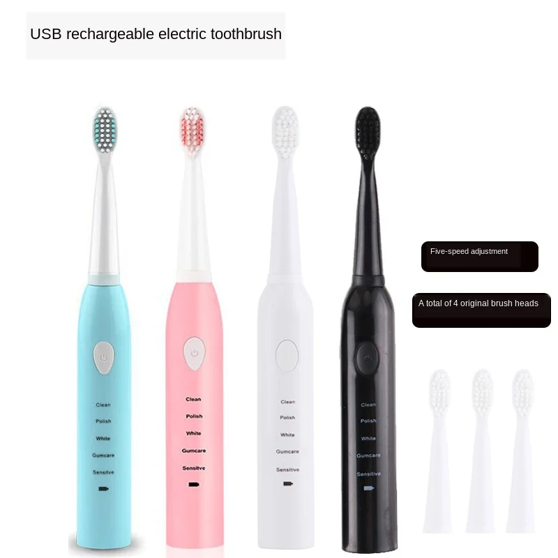 Six Gear Adult Household Tooth brush Electric USB Charging Sound Wave Vibration Brush Soft Hair Clean White | Бытовая техника