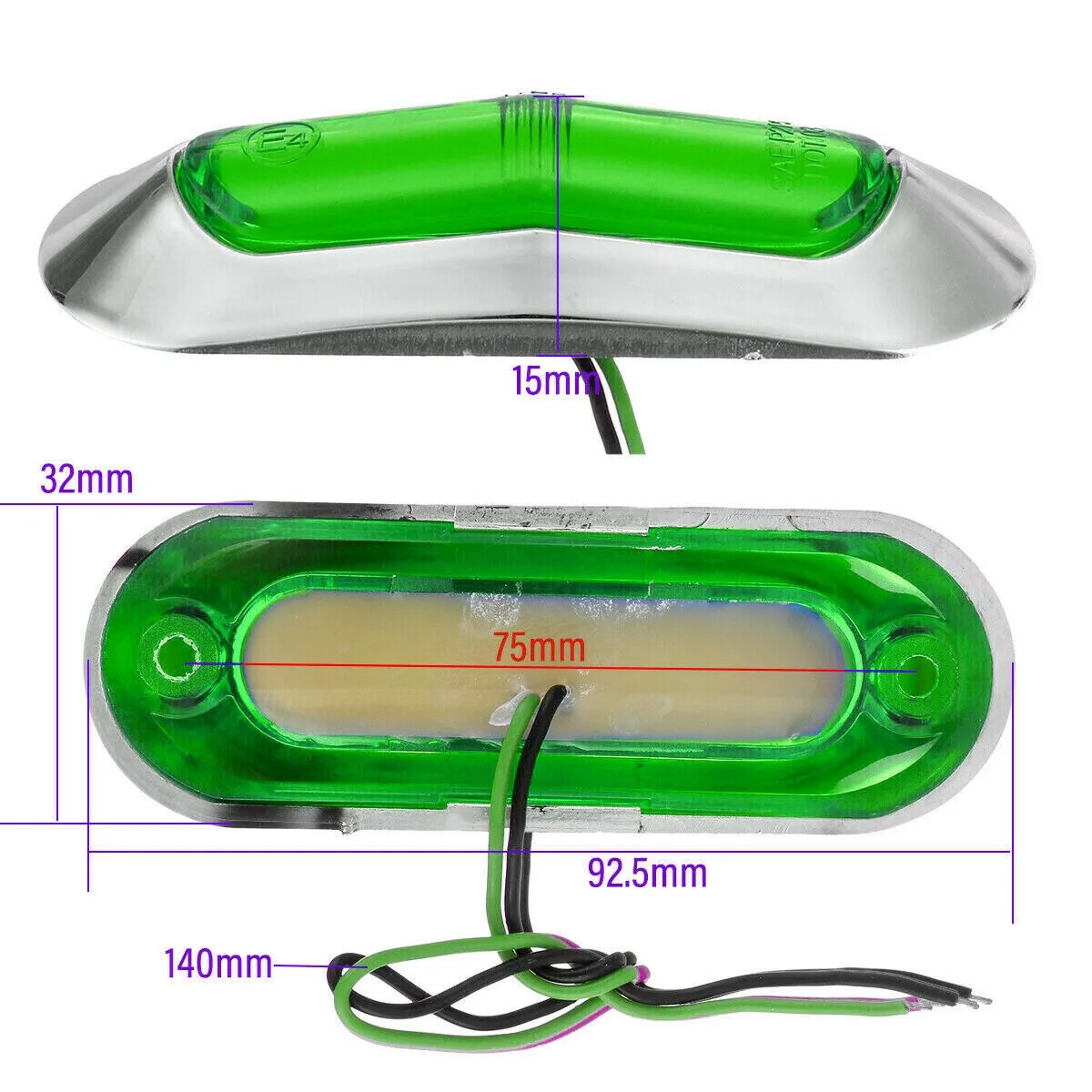 

Clearance Side Marker Lights For Car RV Truck Trailer Pickup Green 4 LED