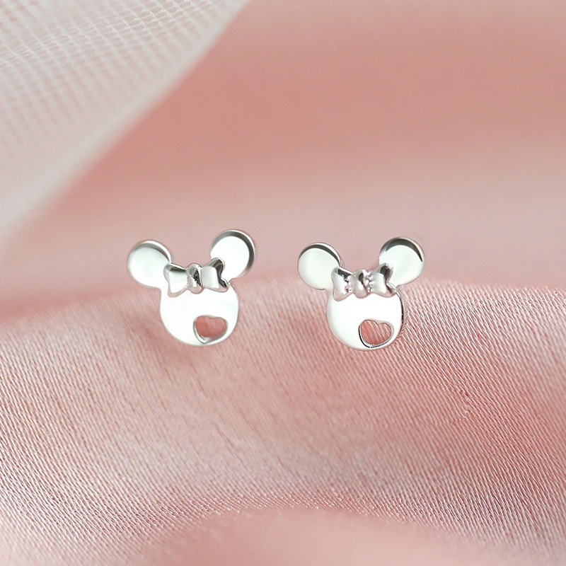 

925 Silver Needle Earrings Mickey Minnie Stud earrings Small Exquisite Earrings For Women And Girls Gifts