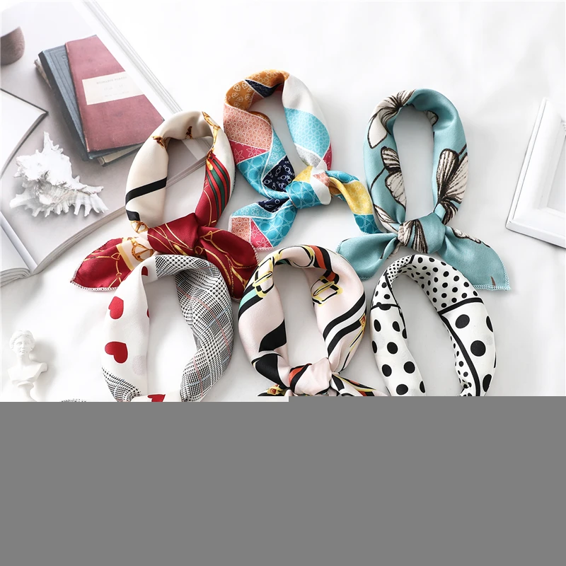 Женские шелковые шарфы шейный платок дизайнерский женский с принтом для офиса