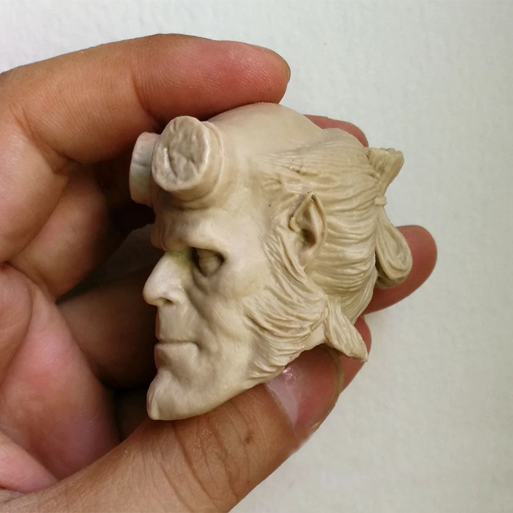 Масштаб 1/6 Неокрашенная голова лепка в стиле C Hellman Hellboy без рисунка подходит для