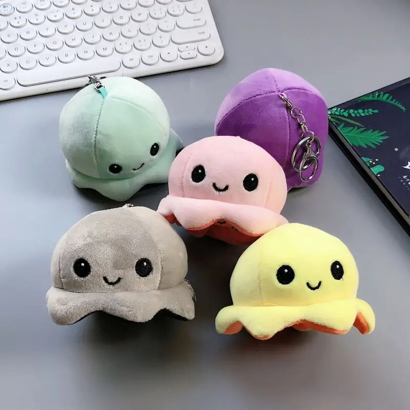 

New Flip Octopus Keychain Doll Mini Cute Soft Plush Funny Car Keychain Pendant Short Plush Toys For Kids Adults Gifts Purse Toys