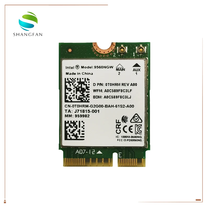 Wifi карта для Intel Двухдиапазонная AC 9560 9560NGW 9560AC 0T0HRM 1,73 Гбит/с NGFF ключ E Wifi карта 80211ac BT5.0 мм: 959982 для W10