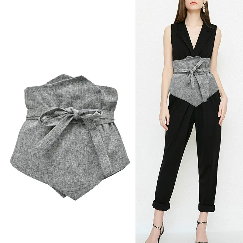H3503 Fashion Wide Fabric Waist Belt Women Gray Cloth Waist Seal Lady Korean Solid Color Elegant High Quality Simple Accessories