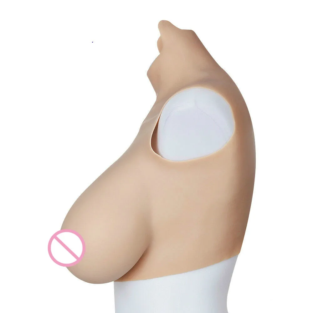 Halfbody Soft Silicone False Boobs Suit Crossdresser Drag Queen HH Cup Fake Breast Forms