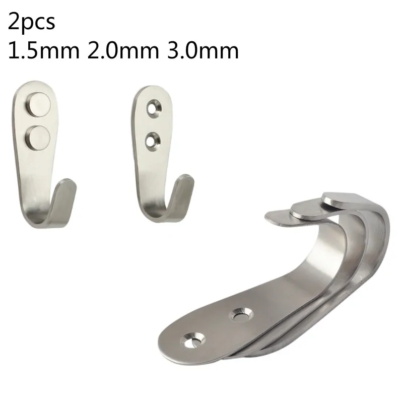 

2pcs 3 Sizes Stainless Steel Door Hooks Hanging Hanger Holder For Hanging Coat Cloth Bathroom Food In Kitchen