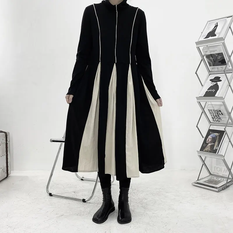 

2021 Striped Dress Fashion New Women Pullover Plus Size Loose Full Sleeve Vintage 2021 Spring Autumn Style Dress