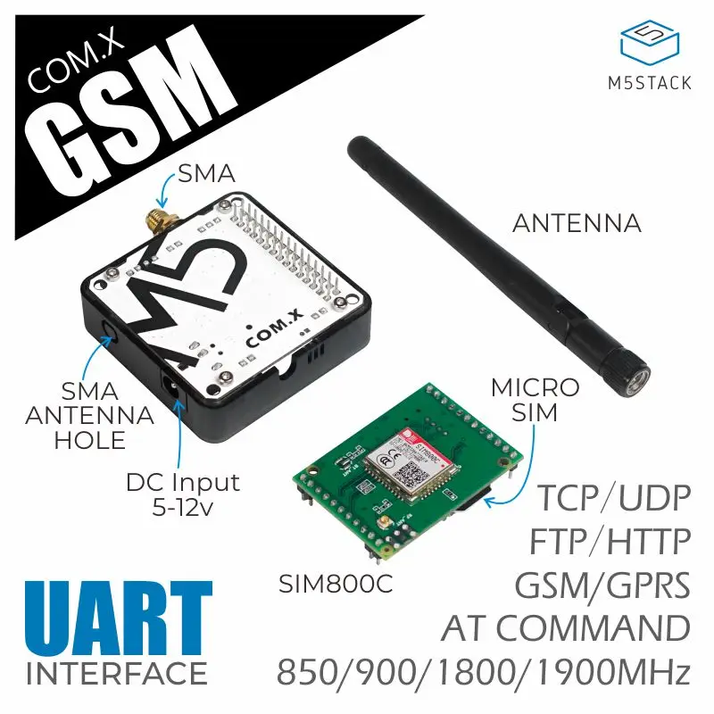 M5Stack Official COM.GSM модуль SIM800C встроенный связи 2G ESP32 составной Arduino с антенной