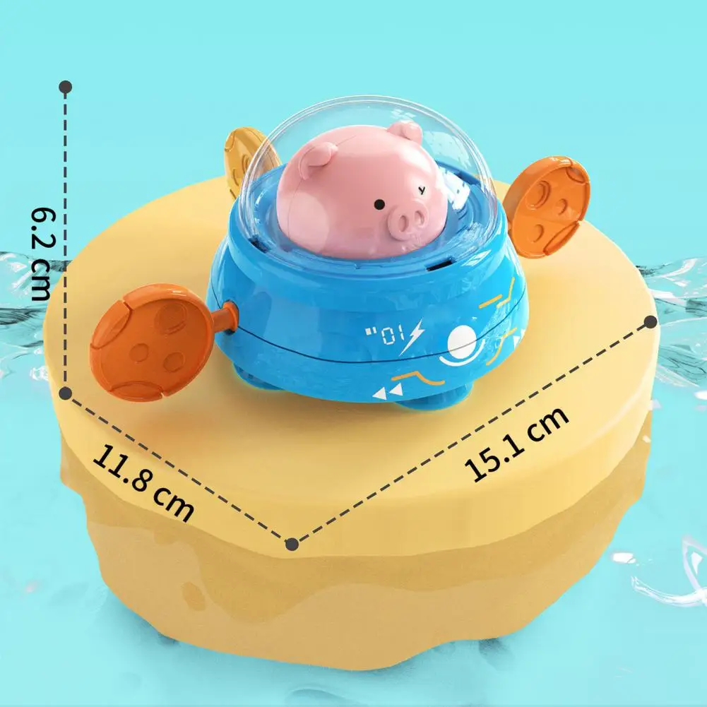 

Creative Baby Bath Toy Safe Parent-child Interaction Funny ABS Smooth Clockwork Water Flying Saucer Pig for Bathroom