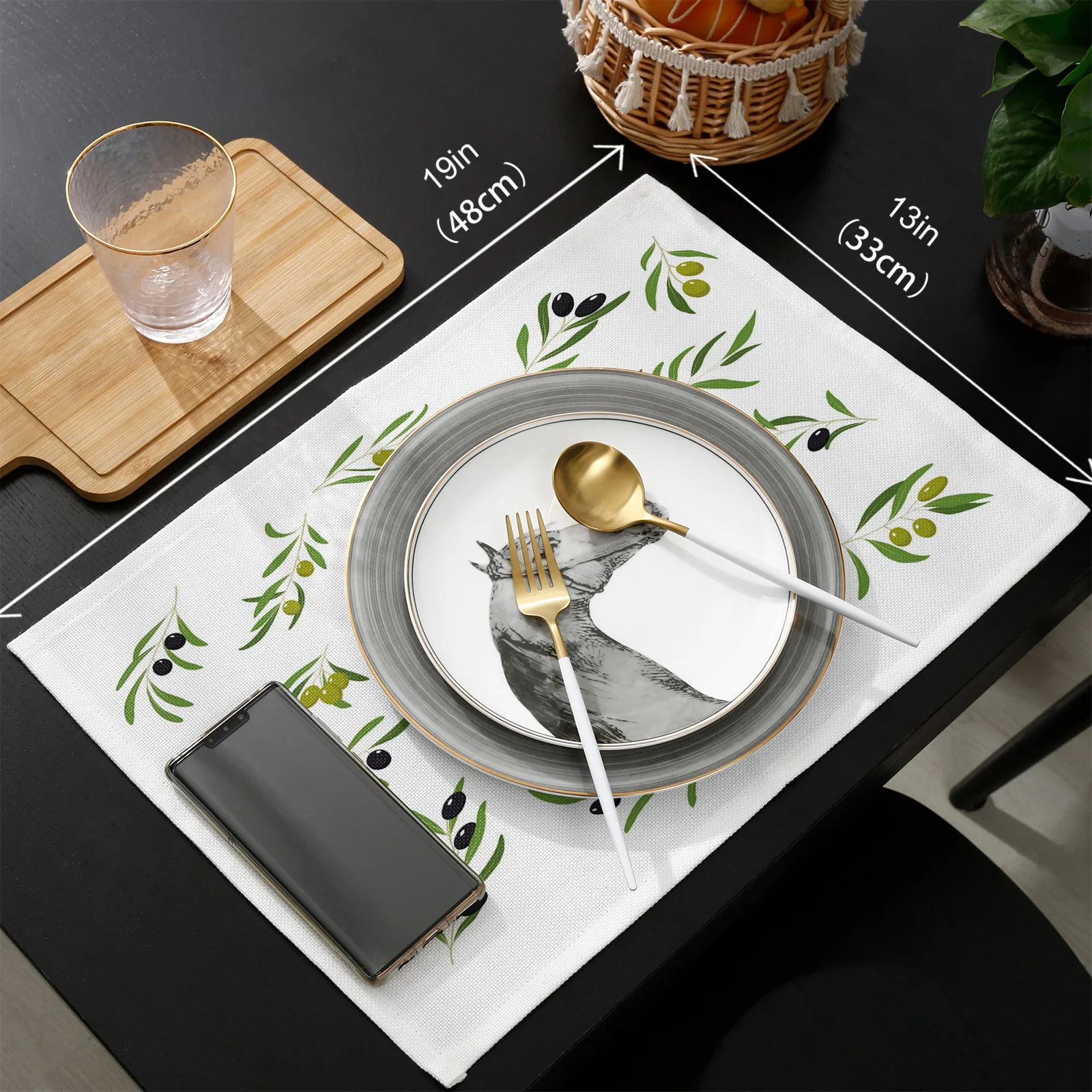 

Green Plant Leaves Fruit Table Runners and Placemats Set Hotel Wedding Table Decoration Table Runner Luxury