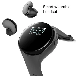 2 in 1 wireless earphones wrist watch tws bluetooth compatible headset music headphone waterproof color screen for ios android free global shipping