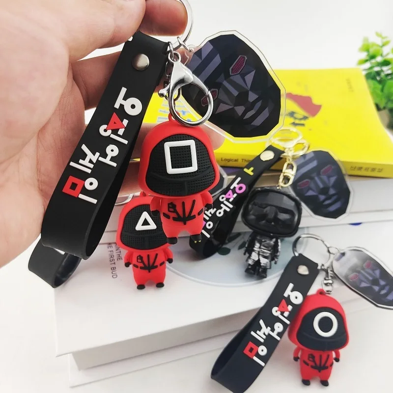 

KPOP Squid Game Keychain Keyring Three-dimensional Doll Key Pendant K-POP Squidgame New Korea Group Thank You Card Fan Favorites