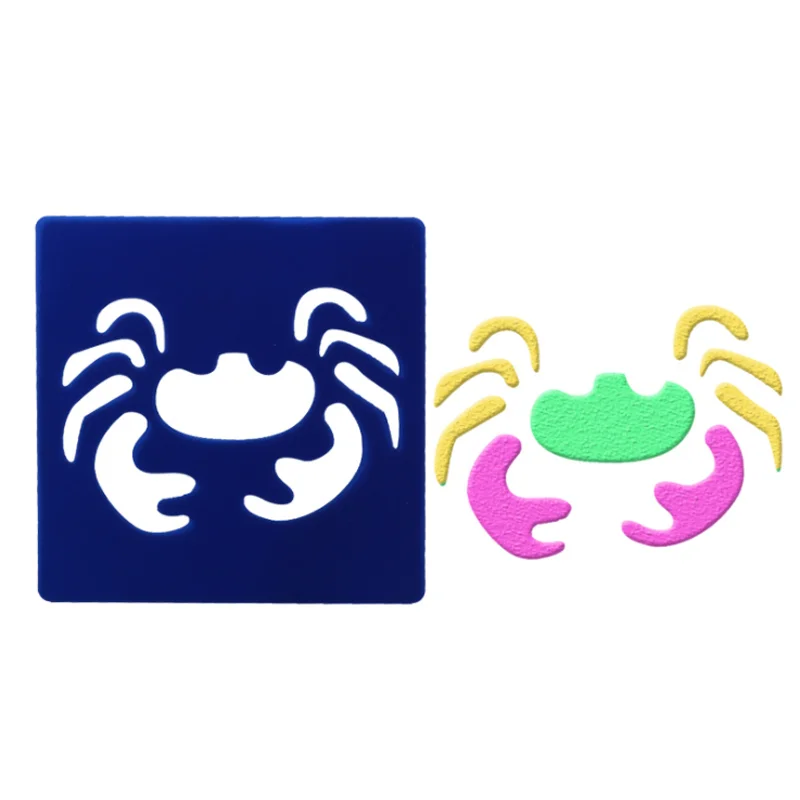 

2pc Cute Cartoon Crab Painting Template Hand-painted Inkjet DIY Scrapbooking Stamp Coloring Embossing Stencil Decor Reusable