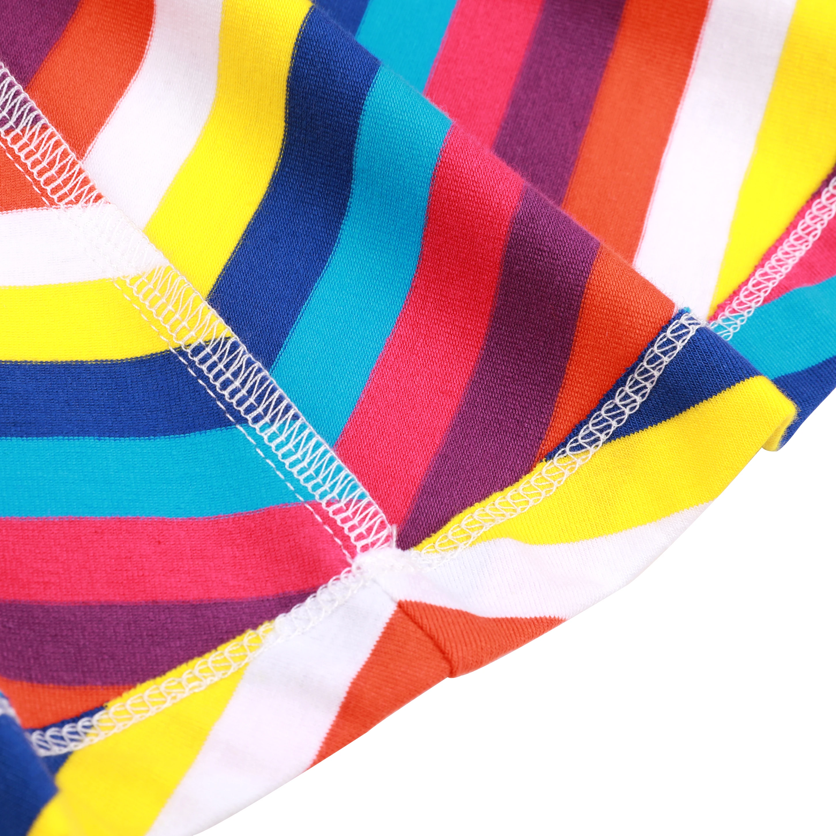 Flofallzique/платья для девочек Модная хлопковая одежда в радужную полоску с открытой