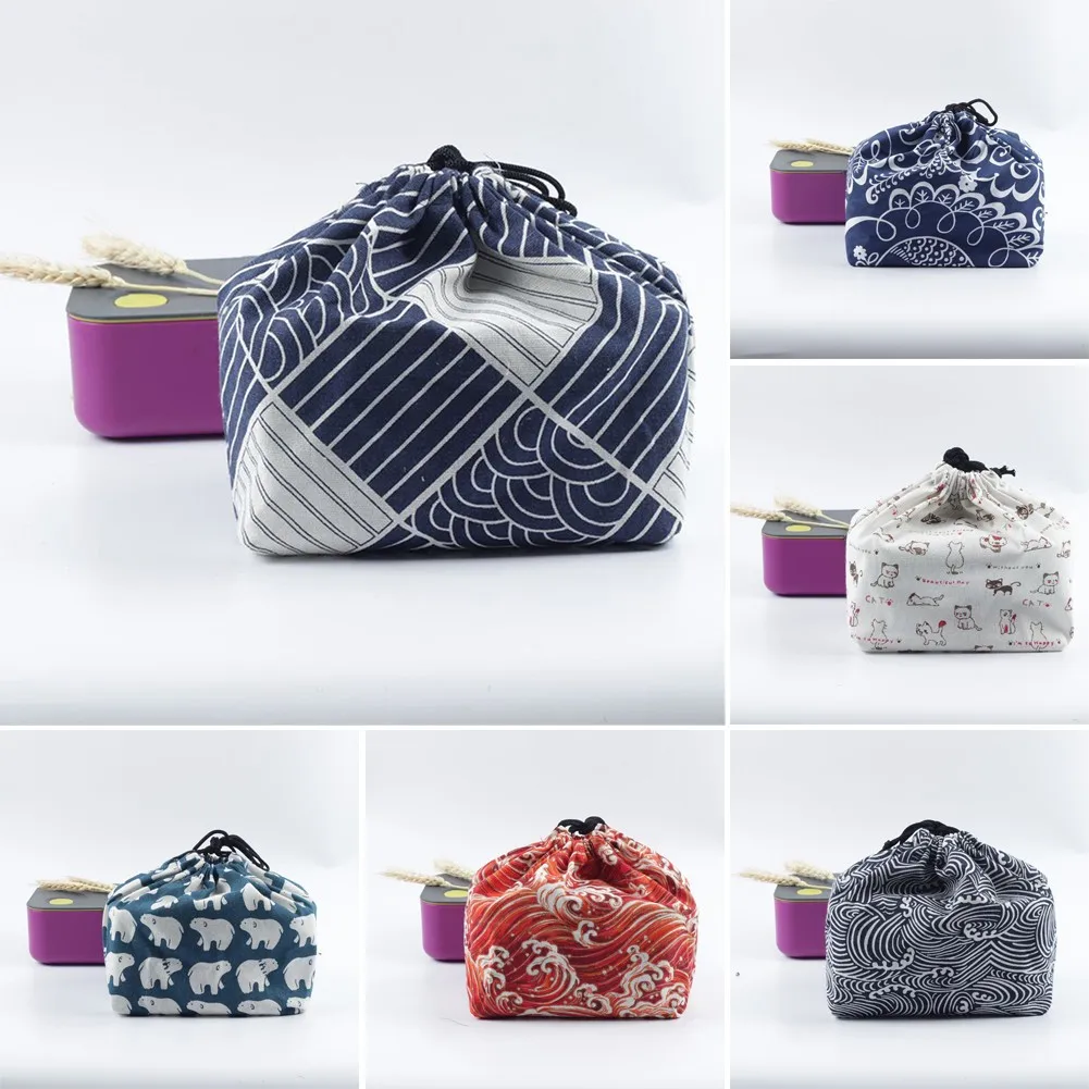 

1x Portable Japanese Style Lunch Box Bag Lunch Bag Takeout Meal Bag Picnic Bag Food Container School Picnic Travel Lunch Bag
