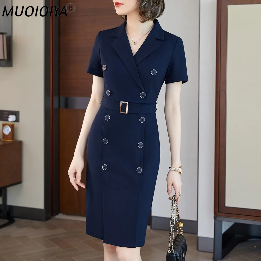 

Женское классическое офисное Деловое платье, Новое поступление лета 2021, двубортное приталенное платье-блейзер-карандаш с коротким рукавом,...