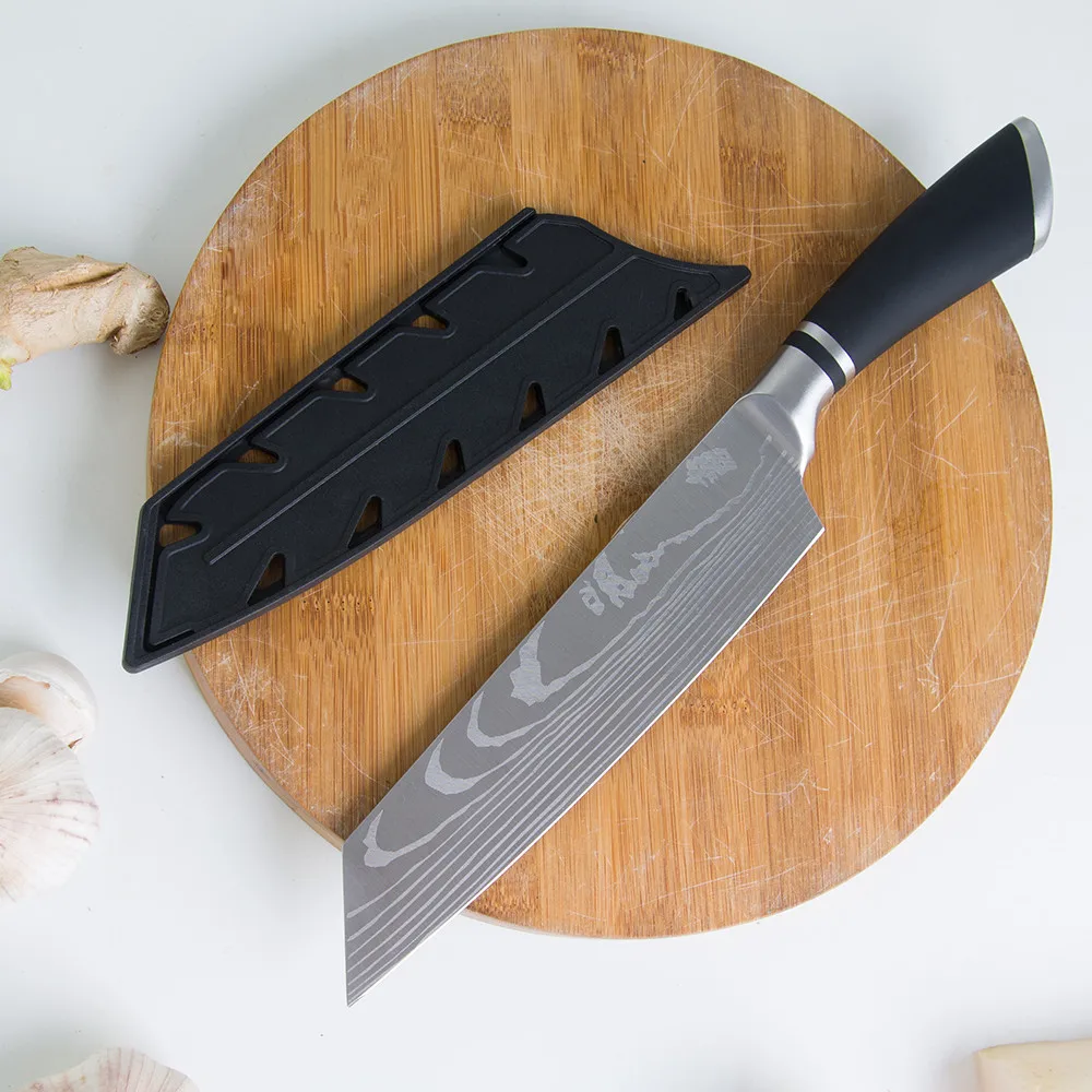 XYj 8 Inch Chef Knife Japanese Stainless Steel Meat Cleaver knife Laser Pattern Knives Professional Sharp Blade Cook Tool | Дом и сад