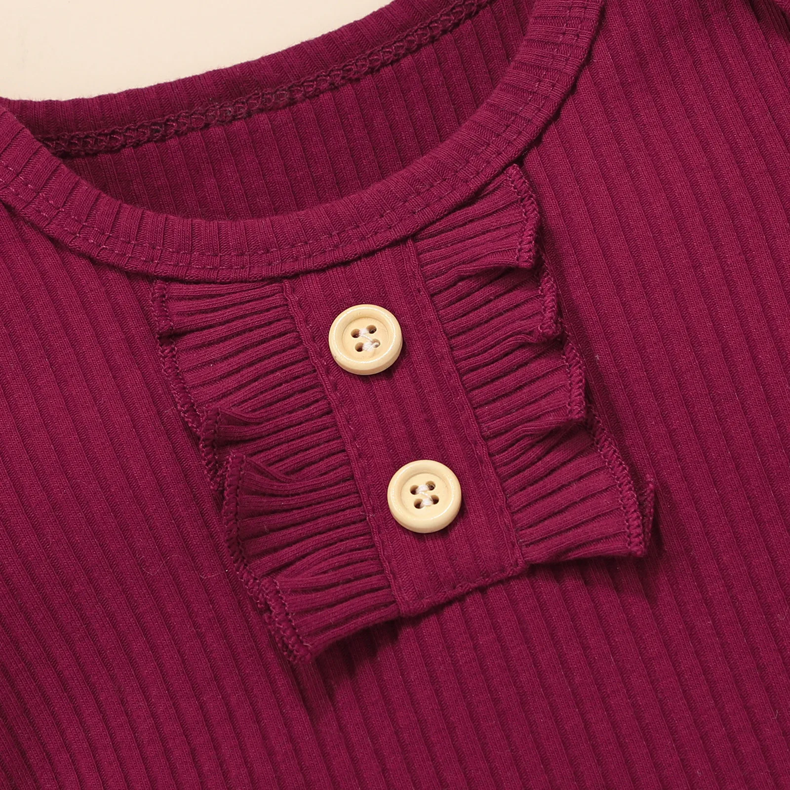 

0-24 Months Baby Clothes Outfits Newborn Baby Girls Frills Solid Ribbed Romper+Floral Bow Shorts+Headbands Set 5*