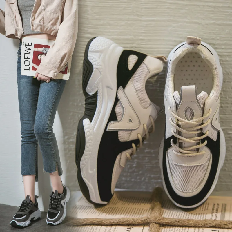 Ins/Лидер продаж Осенняя модная женская повседневная обувь кожаная на платформе