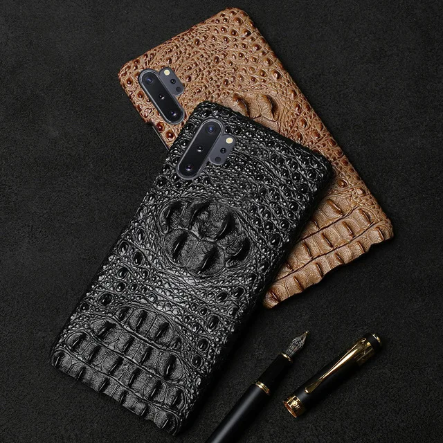 

Luxury genuine leather crocodile head FHX-BK phone case for iPhone 7 8 XR 11Pro MAX half pack protective for Samsung S8 S9 S10