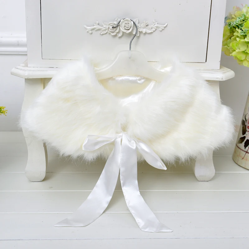 

Children Birthday Evening Party Shawl Baby Girls Clothes Wedding Cape Autumn White Wrap Coat Winter Furry Robe 1 14 Year