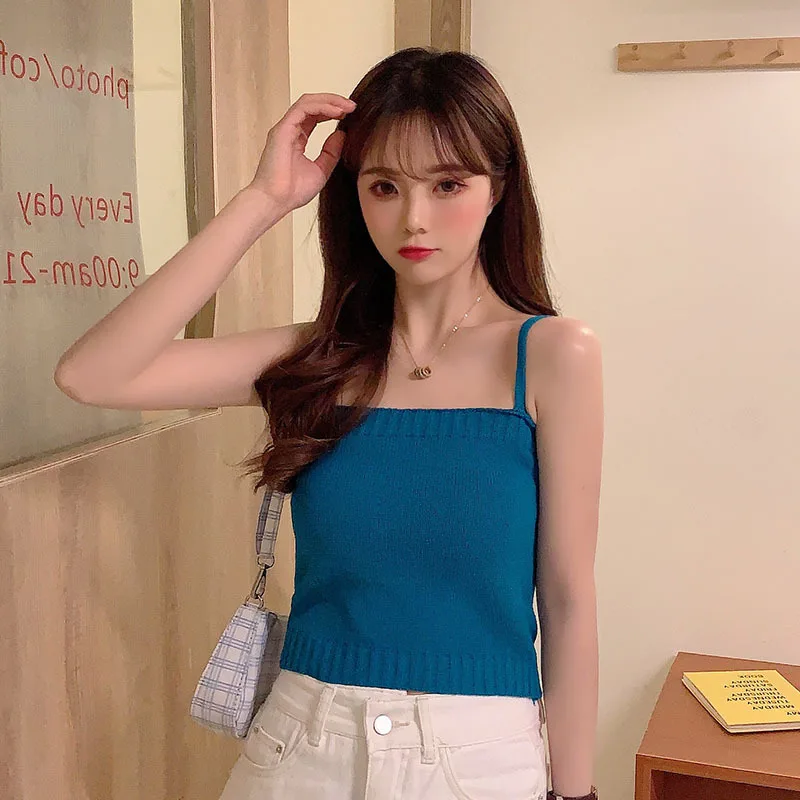 

Summer Style Women Tank Top Camisole Cotton Slim Ladies Thin Vest Bralette Tight sleeveless vest White