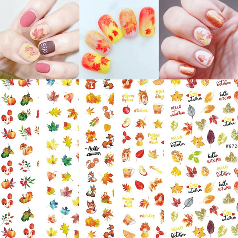

Maple Leaves Series Nail Stickers Cartoon Pattern Nail Art Decor Sliders Manicure Stickers for Nails Nail Design For Manicure
