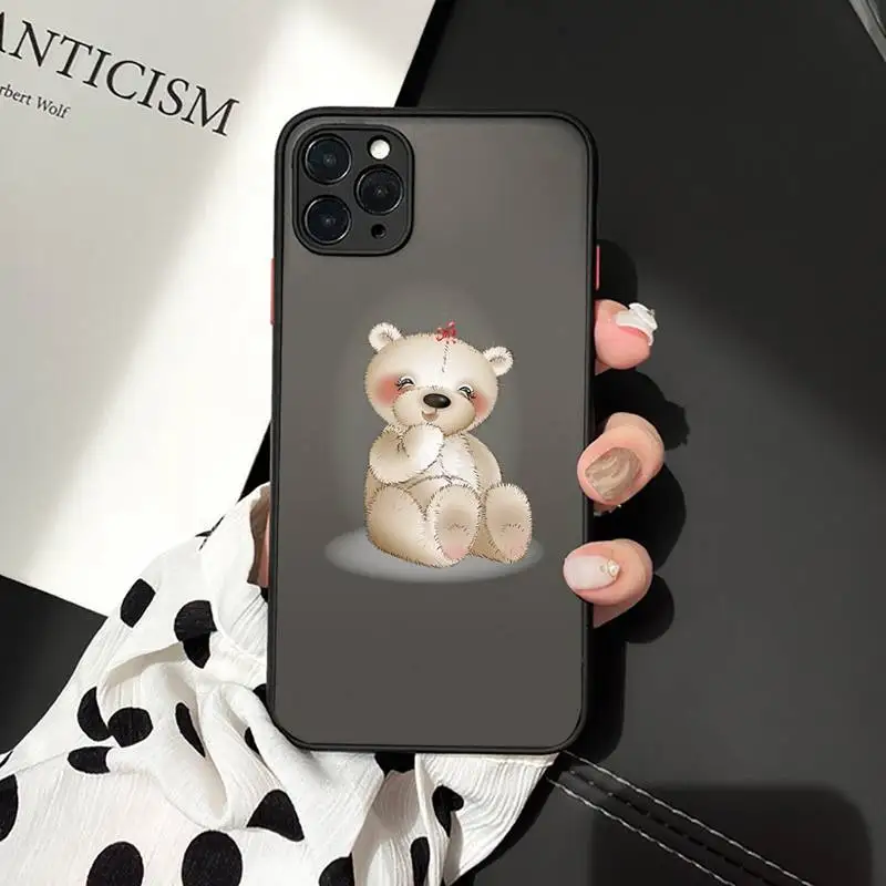 

Teddy Bear Phone Case matte transparent For iphone 7 8 11 12 plus mini x xs xr pro max cover