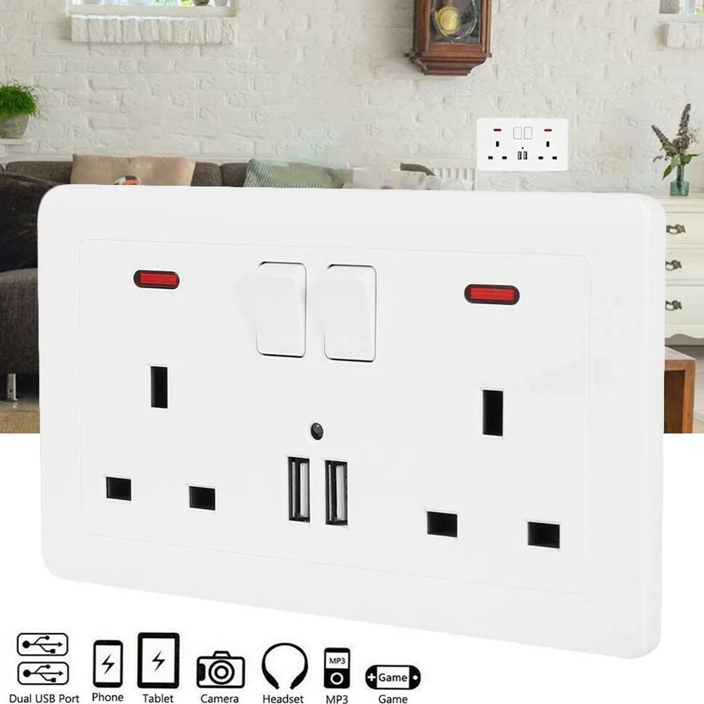 

Настенное зарядное устройство с 2 USB-портами, 13 А, 2 комплекта