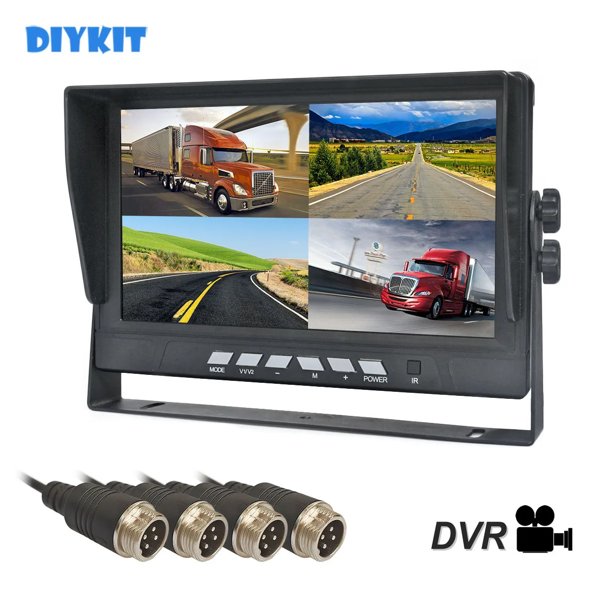 

DIYKIT 9" AHD 1024x800 Video Recording HD Car Monitor Rear View Monitor Support 128GB SD Card AHD Car Camera