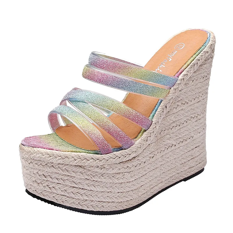 

Super High Heels Women Party Shoes Summer Wedges Shoes Sweet Ladies Pumps Platform Sandal Woman Wedge Heel 15cm A3698