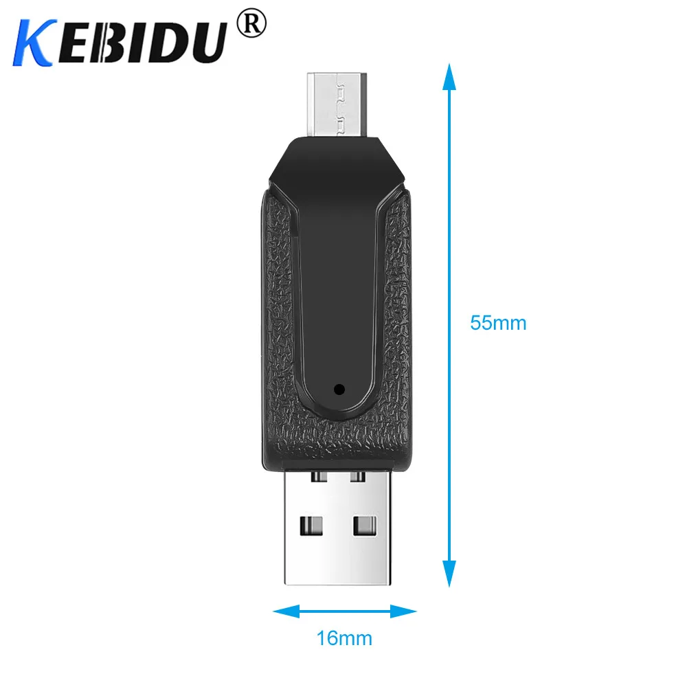 Кардридер Kebidu 2 в 1 USB OTG универсальный кардридер Micro TF/SD удлинитель для телефона