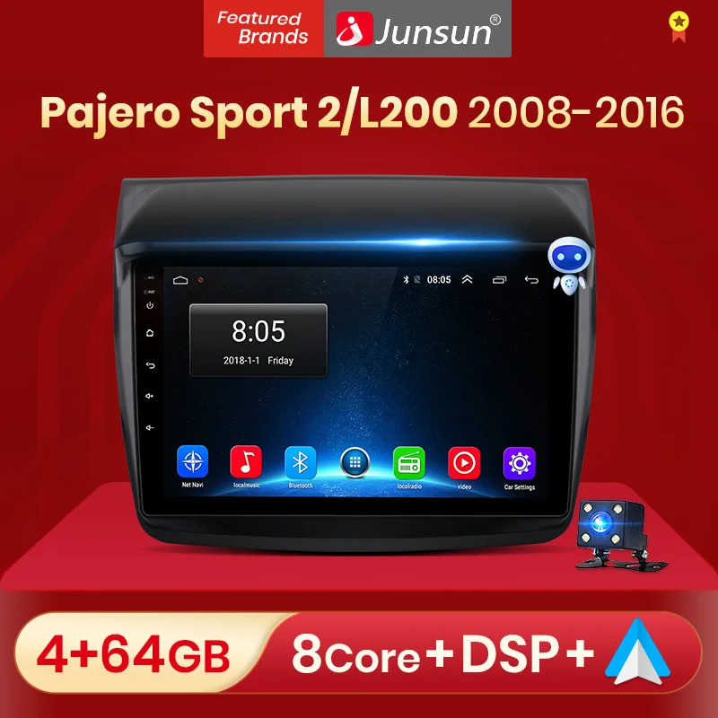Автомагнитола Junsun для Mitsubishi Pajero Sport 2 L200 Triton мультимедийный экран DVD на платформе