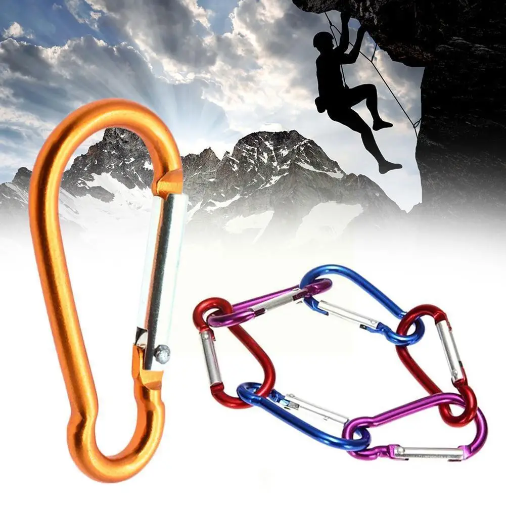

3pcs Aluminum Alloy D Carabiner Spring Snap Clip Hooks Climbing Camping Keyring Small Sports Keychain Q2q8