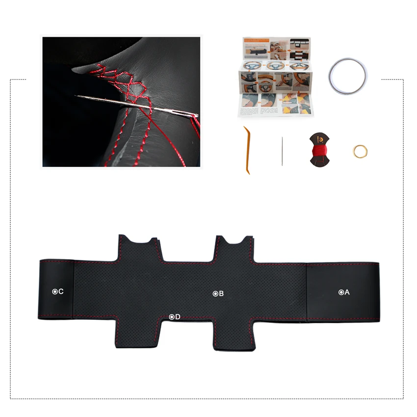 

MEWANT Black Genuine Leather Car Steering Wheel Covers for Lada Niva 2107 1995-2012 2121 2001-2009 2131 1995-2020 2329