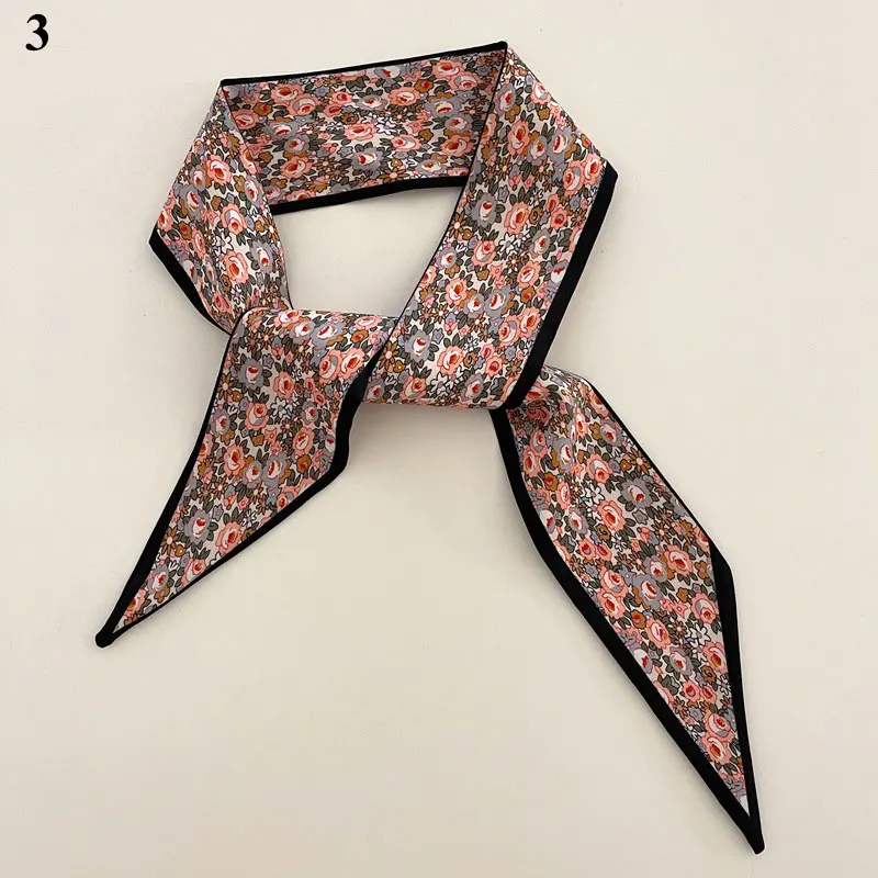 

2021 New Fashion Satin Silk Square Scarf For Women Floral Print Neck Scarfs Hair Ties Bands Soft Head Scarves Female Foulard