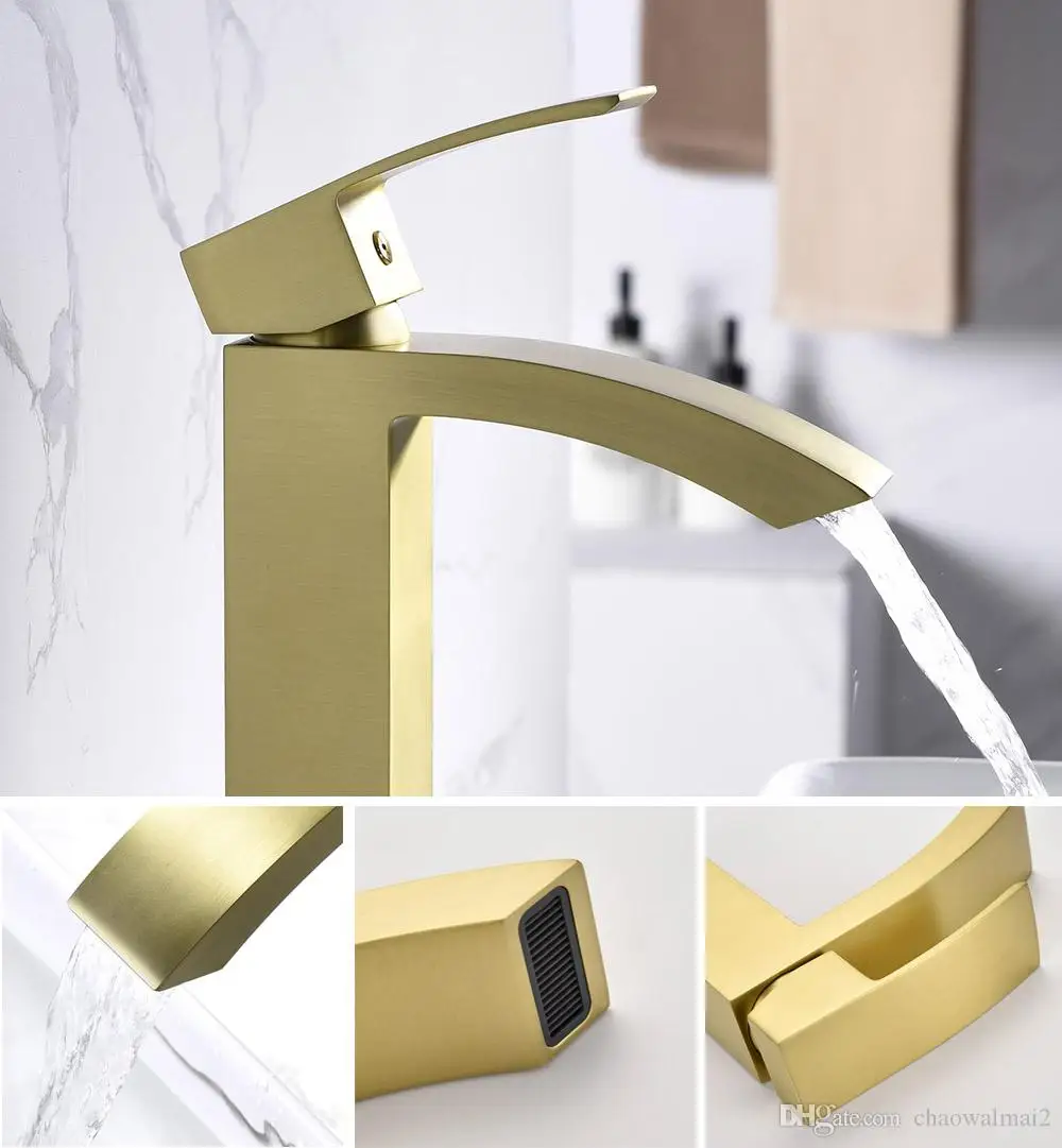 Смеситель водопад для ванной комнаты кран раковины с одной ручкой матовым