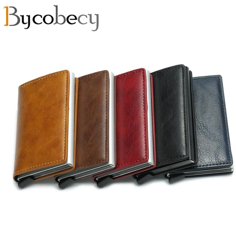 Bycobecy визитница 2021 Тонкий RFID кошелек с застежкой алюминиевый для кредитных карт